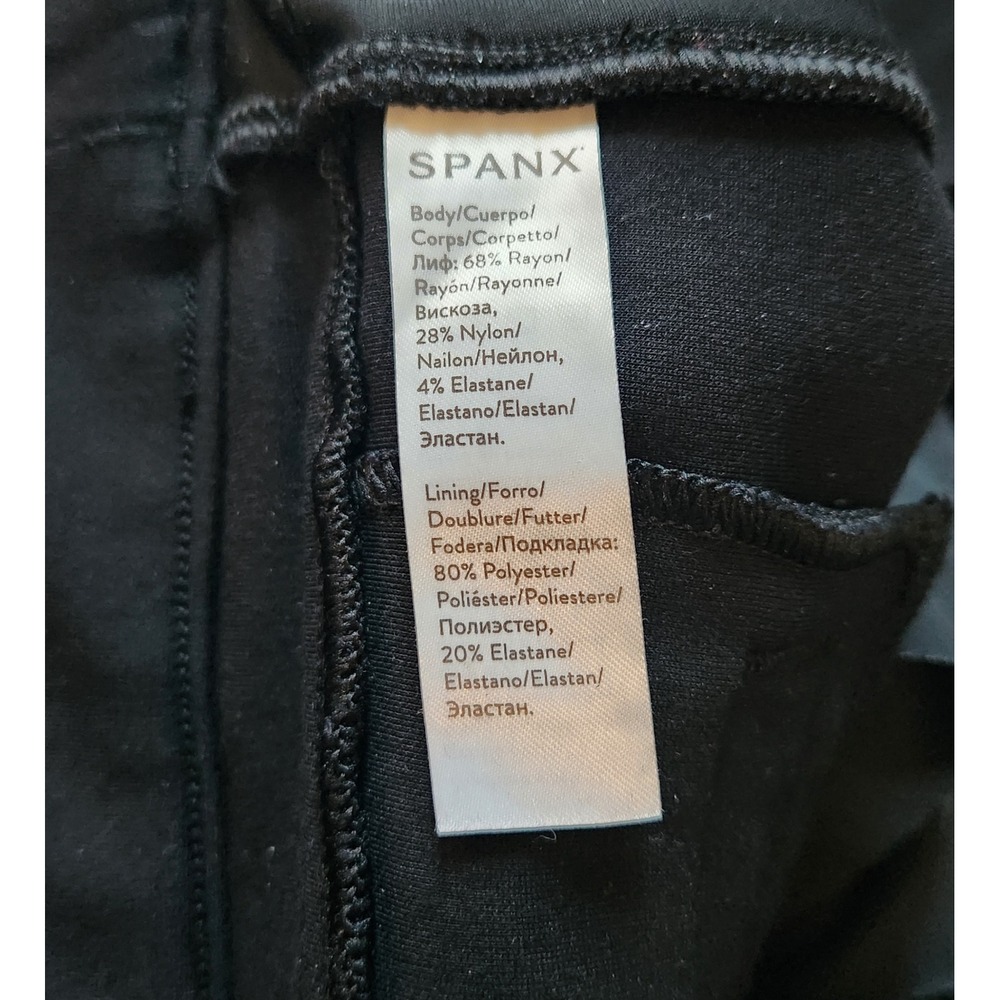Spanx Perfect Pant High Rise Flare Black Pintuck Ponte Trousers XL - Picture 5 of 6